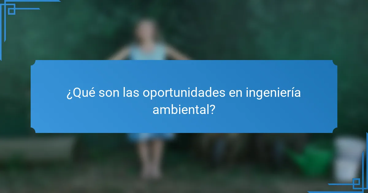 ¿Qué son las oportunidades en ingeniería ambiental?