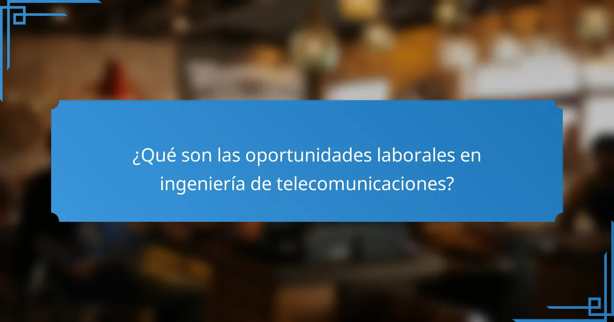 ¿Qué son las oportunidades laborales en ingeniería de telecomunicaciones?